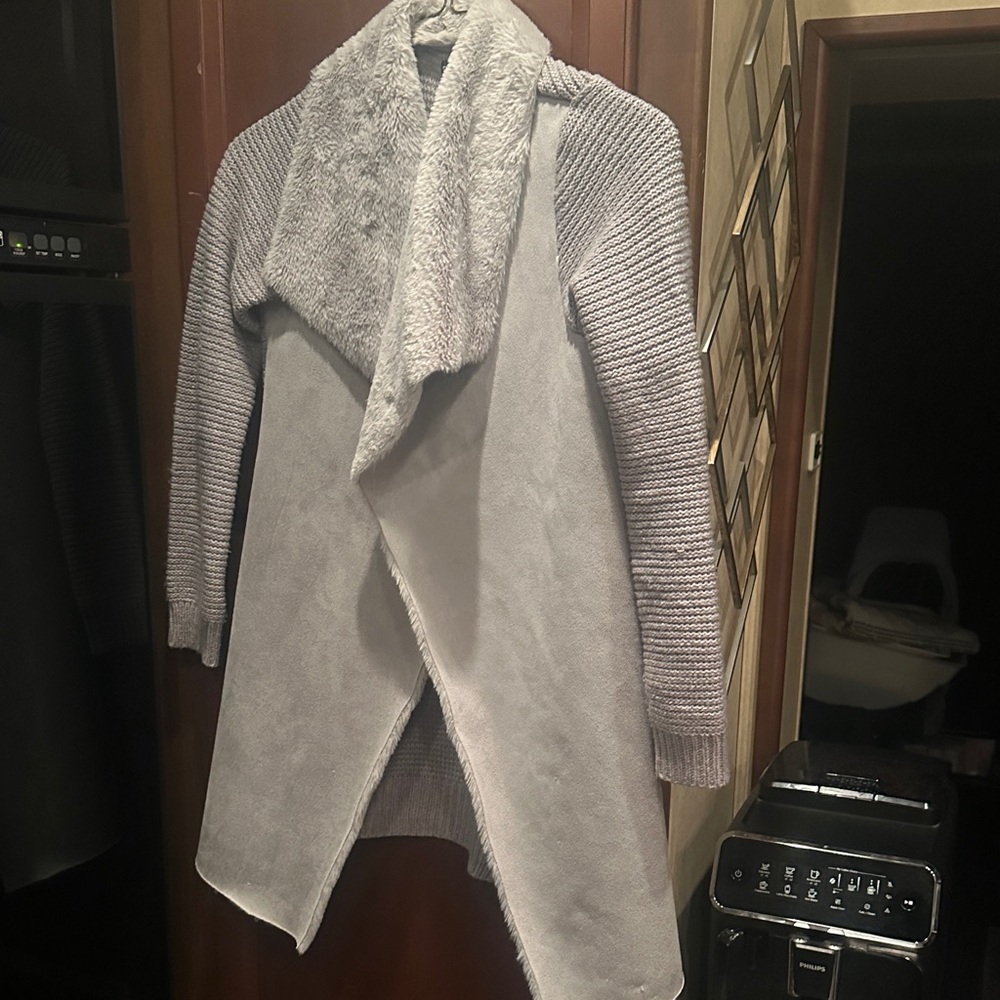 Women's Gray Open Front Coat